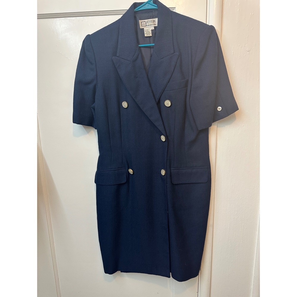 Atrium Collection Womens Navy Blue Double‎ Breasted Short Sleeve Blazer Dress 12